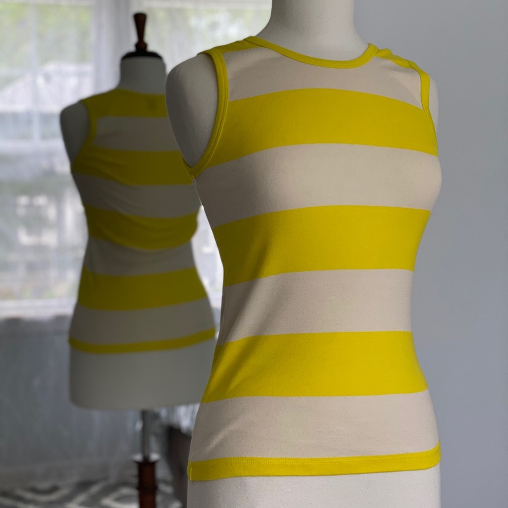 J Crew Tee Sleeveless yellow stripes